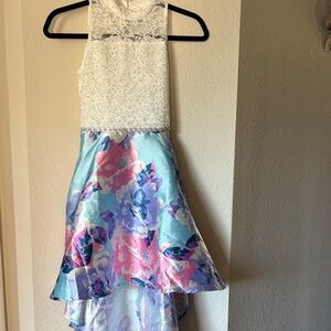 Speechless White and Blue Floral Kids Dress